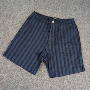Todd Snyder Mens Striped Linen Cotton Shorts Navy Black Size S 21-PA959139-BL01